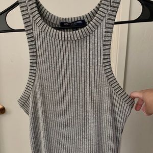 Ribbed Gray Midi Dress